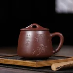 宜興紫砂紫泥竹報平安辦公杯