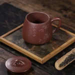 宜興紫砂紫泥竹報平安辦公杯：圖片 4