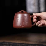 宜興紫砂紫泥竹報平安辦公杯：圖片 3