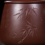 宜興紫砂紫泥竹報平安辦公杯：圖片 2